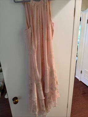 Parker Sleeveless Pink Floral Ruffle Hem Dress